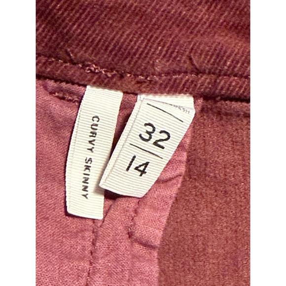 LOFT Curvy Skinny Corduroy Pants Burgundy Wine Size 14 32 High Rise classic - Picture 3 of 16